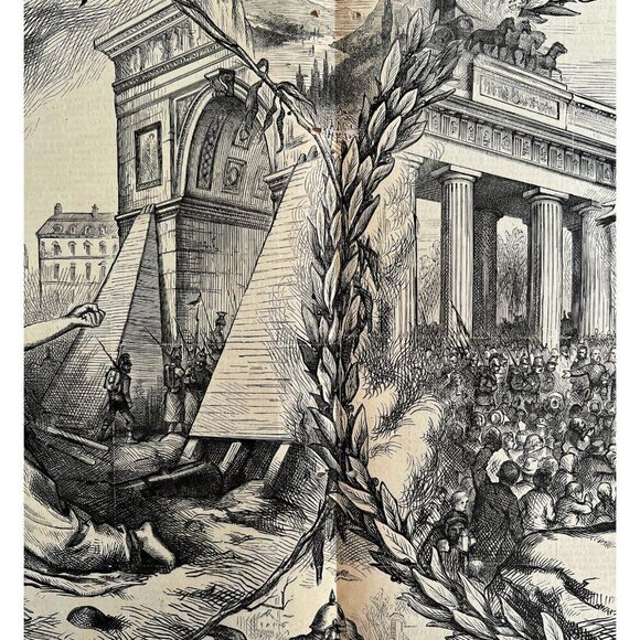 Thomas Nast France Germany Centerfold 1871 Victorian Woodcut Engraving LGBinTN2 - Picture 4 of 5